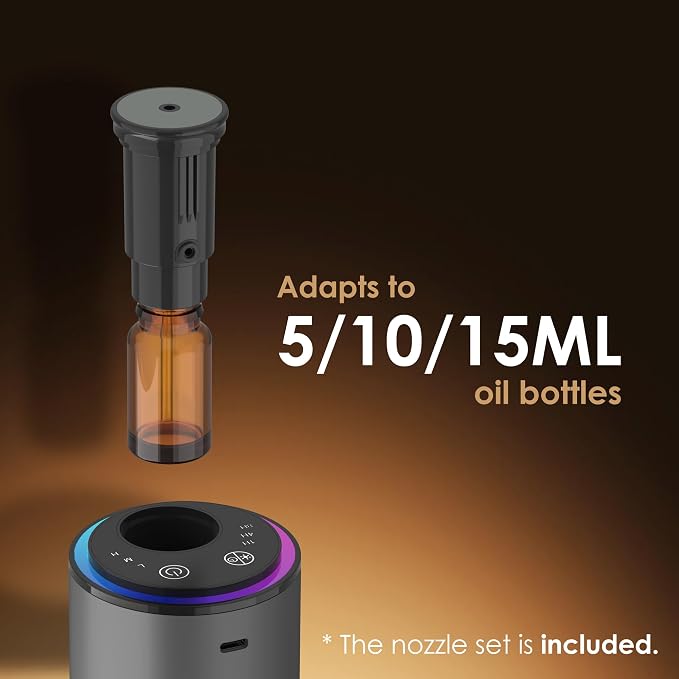 Waterless Essential Oil Diffuser, Portable Aromatherapy Diffuser,3 Countdown Timers & 3 Mist Levels for Home, Room, Car, Office