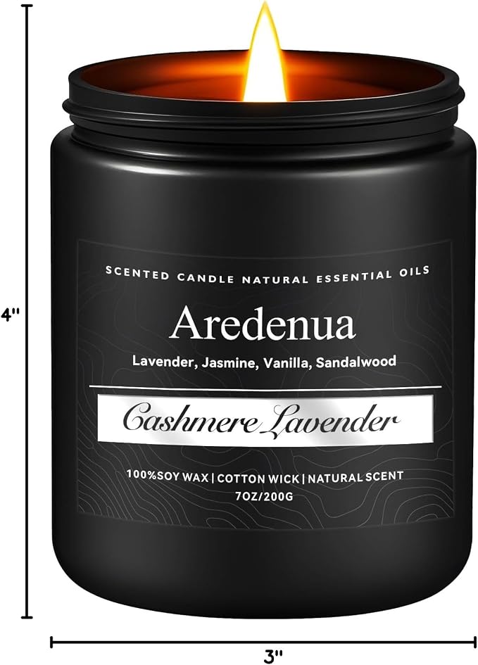 Cashmere Lavender Candle - Soy Candles for Home Scented, Relaxing Aromatherapy Candle for Women Men - 7oz Long Lasting Candles Gift for Women & Men, 50 Hours Burn Tim