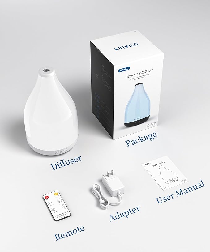 Essential Oil Diffuser for Large Room, Modern Stylish Aroma Diffusers Home Decoration, 12 Hours Cool Mist Ultrasonic Humidifier, Colorful Ambient Light & 1-3-6H Timer Off, White