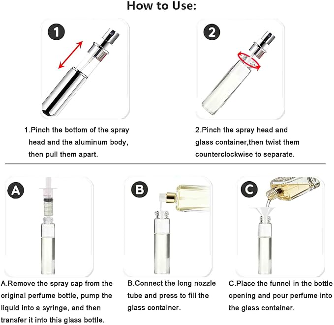 Refillable Perfume Atomizer Travel Spray Bottle for Cologne - 5ml Portable Refill Pump, Empty Mini Cosmetic Dispenser for Traveling (6 Pack, 6 Colors)