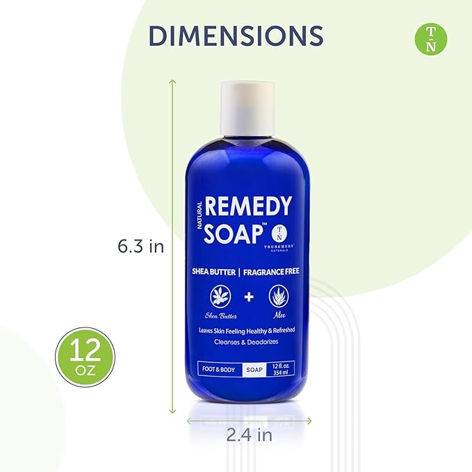 Truremedy Naturals Shea Butter Body Wash – Fragrance-Free Moisturizing Shower Gel for Men and Women – Hydrating Body Soap with Aloe, Jojoba, and Rosemary Oil, 12 oz