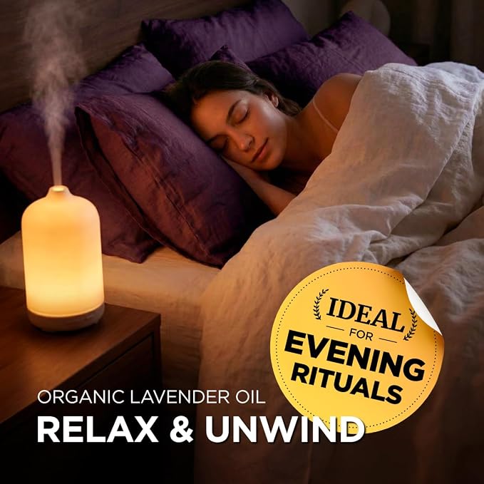 Gya Labs USDA Certified Organic Lavender Essential Oil for Relaxation & Rest - for Skin, Hair, Diffuser, Aromatherapy, DIY Candle Making Scents - 0.34 Fl Oz