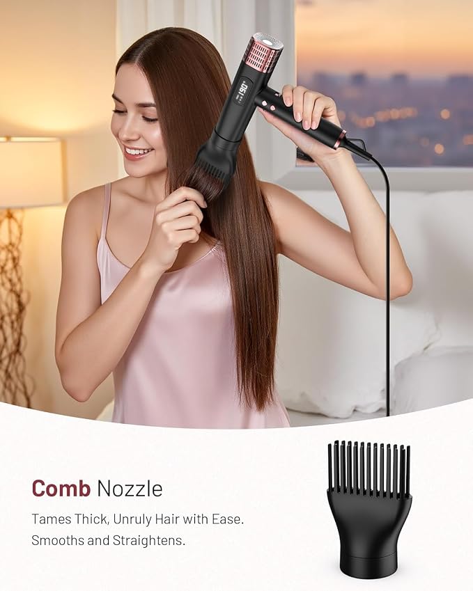 MESCOMB Travel Hair Dryer with Diffuser, 1875W Dual Voltage Ionic - Fast Drying & Frizz Control for Thick/Curly Hair, Lightweight Low Noise for Hotels/Apartments/Home Use, (110-240V),Black