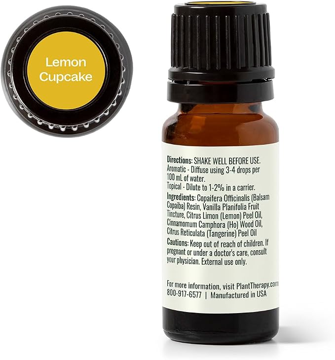 Plant Therapy Lemon Cupcake Essential Oil Blend 10 mL (1/3 oz) 100% Pure, Undiluted, Natural Aromatherapy, Cozy, Sweet, Bright Scent