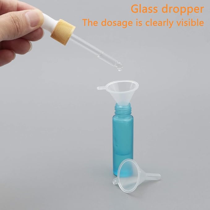 Ellbest 10ml Essential Oil Glass Dropper Bottle 10pcs Colorful Glass Bottles with Eye Dropper Small Empty Refillable Vials for Travel, Perfume, Samples (Matte Cyan Blue)