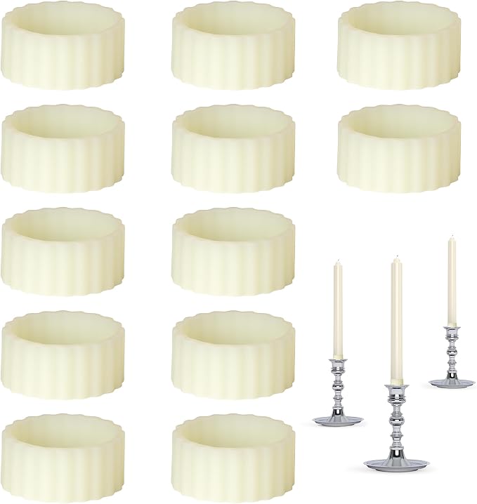 12pcs Silicone Rubber Candle Grippers - Non-Slip Adapter Hugger Rings for Taper Candles, Holders & Cups, Drip Protector to Keep Bougie Upright for Tapers and Candles