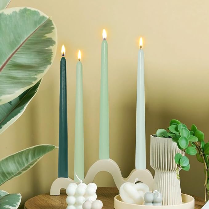 Candlesticks Long Taper Candle,Green Tea Scented 10 Inches Gradient Green Candle Sticks Smokeless Tapered Candles for Home Décor Holiday Gifts