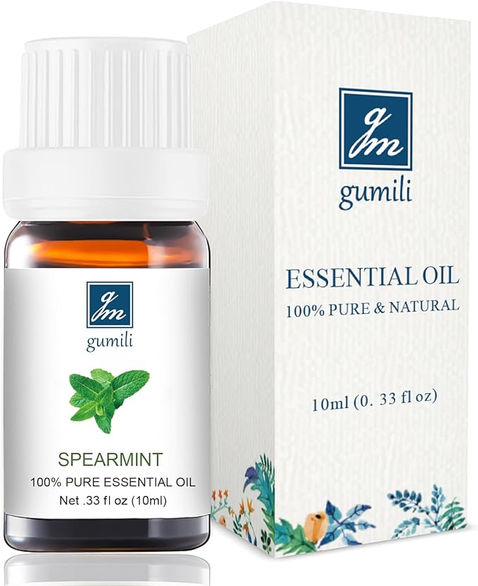 GM Gumili Spearmint Essential Oil, 100% Pure Natural Spearmint Oil for Diffuser, Face, Skin, Hair Care - Refreshing Aroma - 10mL