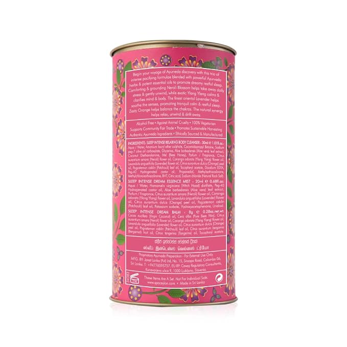 SPA CEYLON Sleep Intense Wellness Trio Set, Ayurvedic Pampering Set with Natural Ingredients, Shower Gel, Body Mist, Balm (150 g, Lavender, Ylang Ylang)