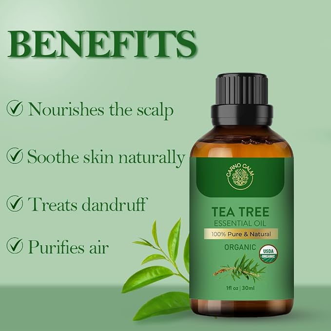 Tea Tree Essential Oil | USDA Certified Organic Tea Tree Oil | for Skin and Hair | Undiluted for Aromatherapy & Diffusers | 1 Fl oz