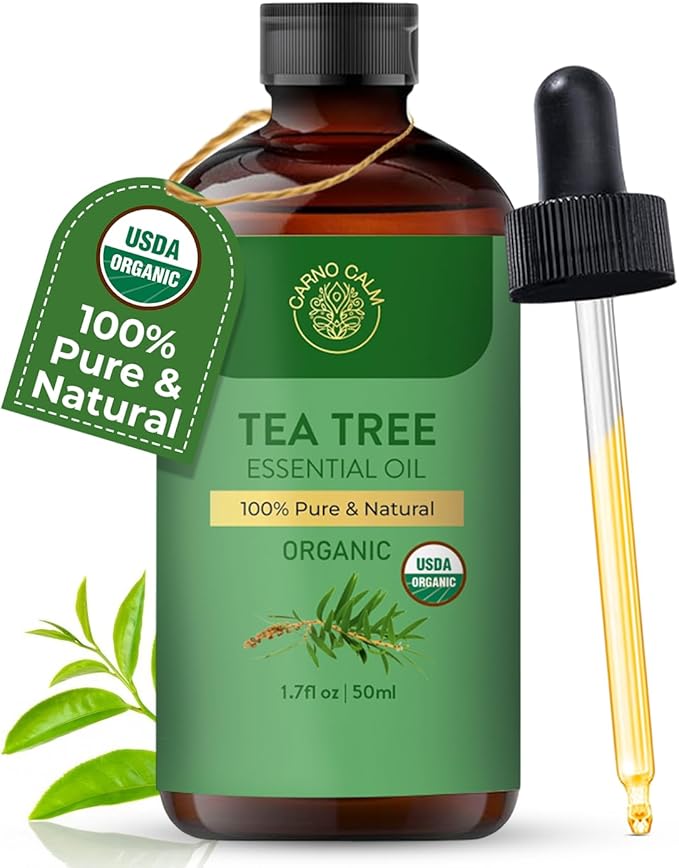 Tea Tree Oil for Skin– 100% Pure Organic Tea Tree Essential Oil for Face, Scalp, Nails, and Toenail – Therapeutic Grade Tree Tea Oil for Hair Growth & Acne | 1.7 fl. oz