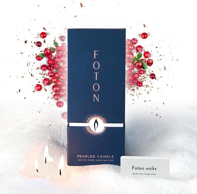 Foton Pearled Candle 18 Oz - Mulled Magic Fall Scent Non Toxic Luxury Long Lasting Powder Wax Sand Candles up to 120 Hours - Refillable Pearl Foton Candle Sand with 30 Wicks