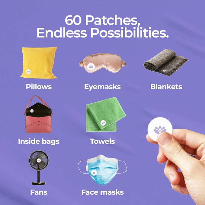 Gya Labs Lavender Aroma Patches - Essential Oil Scented Mask Stickers For Face Masks & Pillows, Infused With Relaxing Peppermint & Lavender Essential Oils (5 Packs, 60 Stickers)