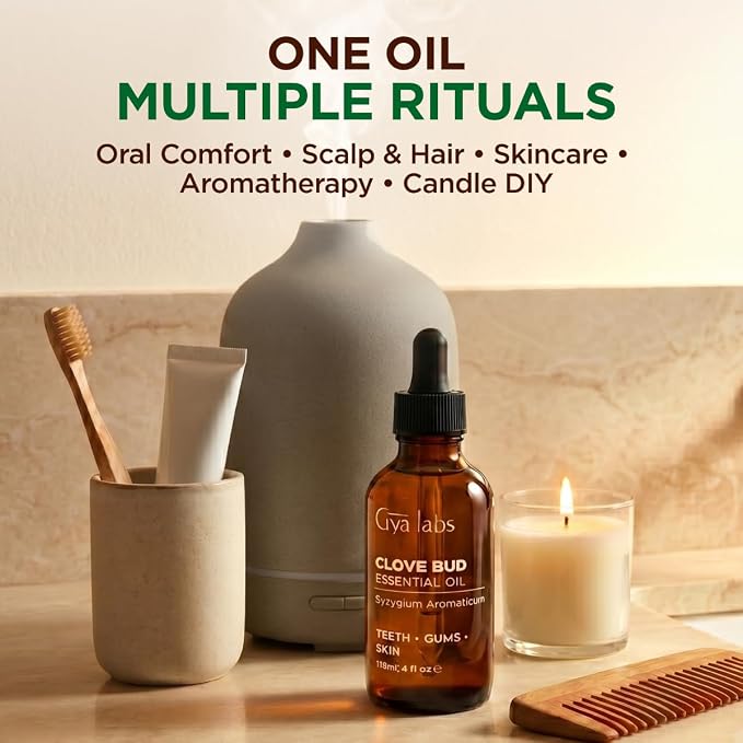 100% Pure Clove Essential Oil - 4 Fl Oz - Clove Oil for Hair, Skin, Diffuser, Aromatherapy & DIY Candle Making Scent