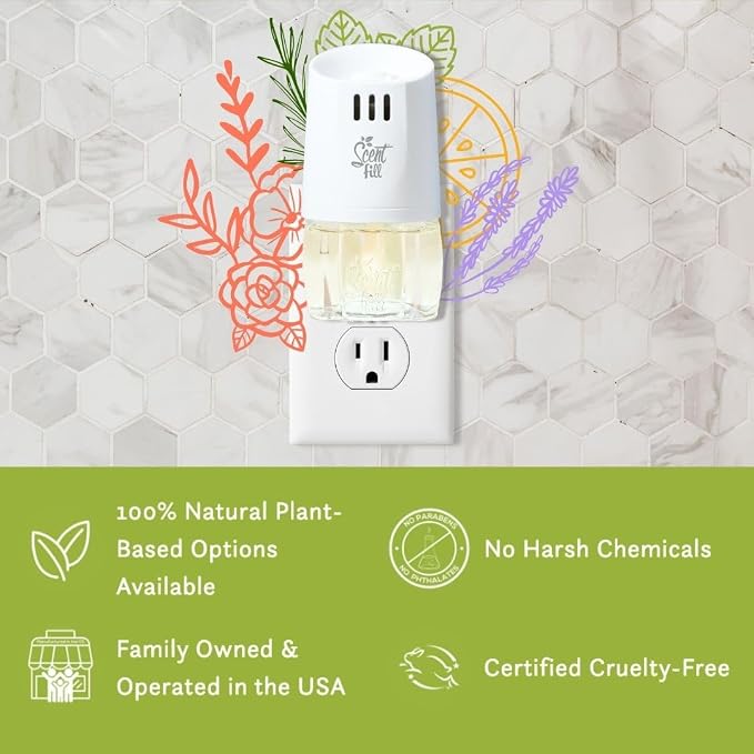 Scent Fill 100% Natural Eucalyptus Plug in Air Freshener, Scented Oil Refills, 3 Refills