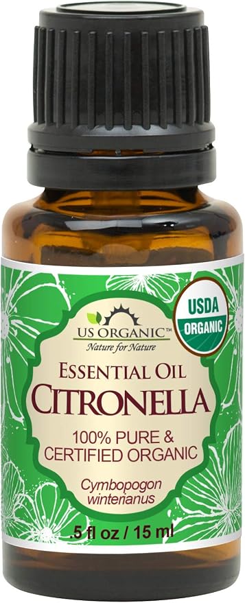 US Organic Citronella Essential Oil, USDA Certified, 100% Pure, 15 ml, Improved caps and droppers – Used for Skin Care, Many DIY Projects Like Candle Making and Much More