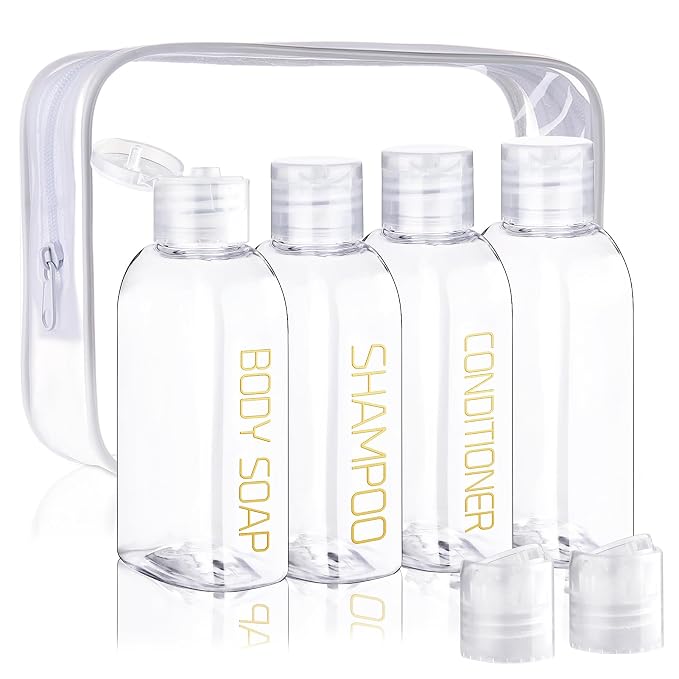 Cosywell Leakproof Squeeze Bottles Travel Kit - 4pc 3.4 oz TSA Approved for Shampoo, Conditioner and Toiletries