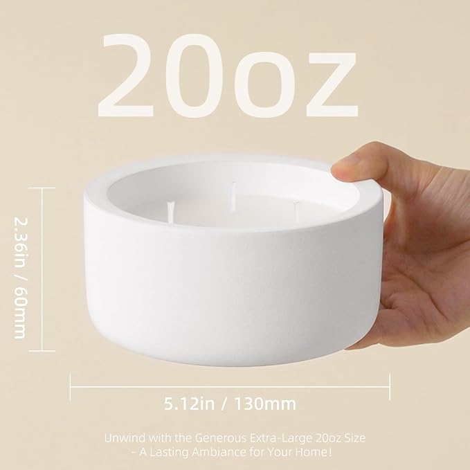 Viyffo 20oz Large White Scented Candle for Women – Vanilla Dreamscape, 3 Wick Non Toxic Soy Candle, Matte Ceramic Jar, Luxury Home Fragrance, Elegant Room Decor & Premium Gift