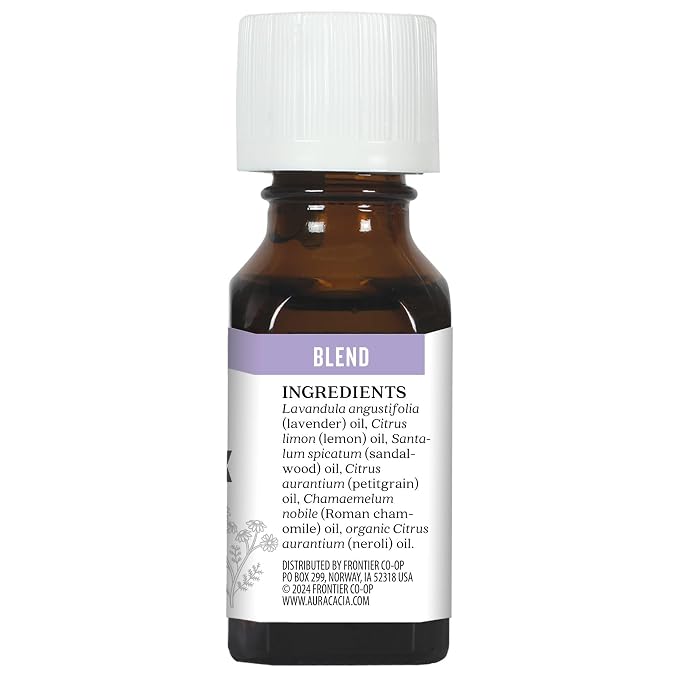 Aura Cacia Mellow Mix Essential Oil Blend | Lavender, Sandalwood, Lemon, Petitgrain, Roman Chamomile, Neroli - Calming Aromatherapy for Diffusion, Topical Use | 0.5 Fl Oz (Pack of 1)