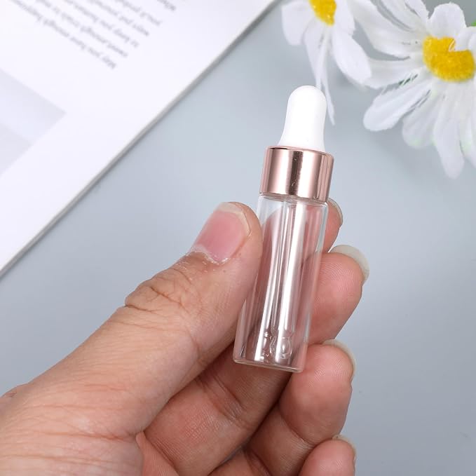 8 Pack Eye Dropper Bottle Rose for Essential Oils Mini Dropper Bottle Glass Vials Bottles Empty Travel Oil Droppings Bottles with Cap for Essence Liquid Cosmetic Containers (1ml, 2ml, 3ml, 4ml)