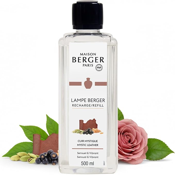 MAISON BERGER Lampe Berger Refill, 500 ml, Mystic Leather | Catalytic Lamp Fragrance Refill, Helps Neutralize Odors, ~80 h Fragrance Diffusion, Made in France