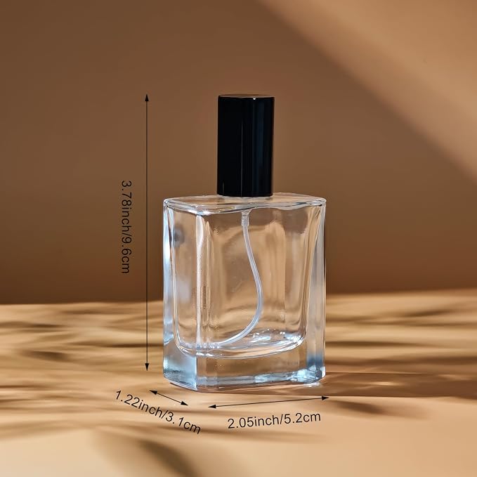 50ml/1.7 Oz Glass Spray Bottle Perfume Atomizer,Travel Refillable Perfume Bottles Empty Classic Spray Bottle 2Pack (Black, 50ml)