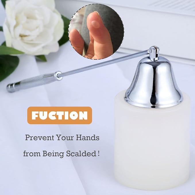 MUXSAM Candle Snuffer with Long Handle, Candlesnuffers Wick Snuffer Candle Accessory, 1-Pack Stainless Steel Wick Flame Snuffer for Putting Out Extinguish Candles Flame Safely(Silver)
