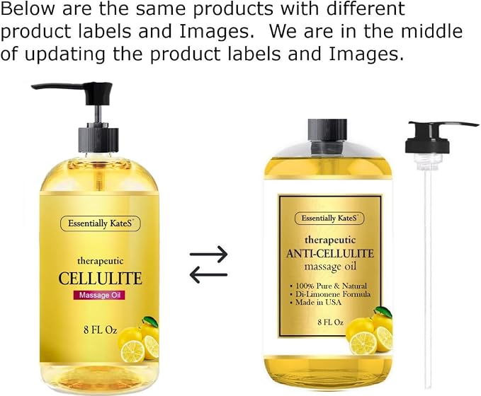 Essentially KateS Cellulite Massage Oil 8 Fl Oz - Helps Break Down Fat Cells in Hip, Thighs, Buttocks, and Abdomen - Absorbs Immediately - Beautiful Scent