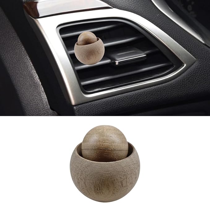 Wood Ball Car Essential Oil Diffuser, Car Dashboard Air Vent Trim Clips, Vintage Design Automotive Interior Decoration for Office, Home (1PC)