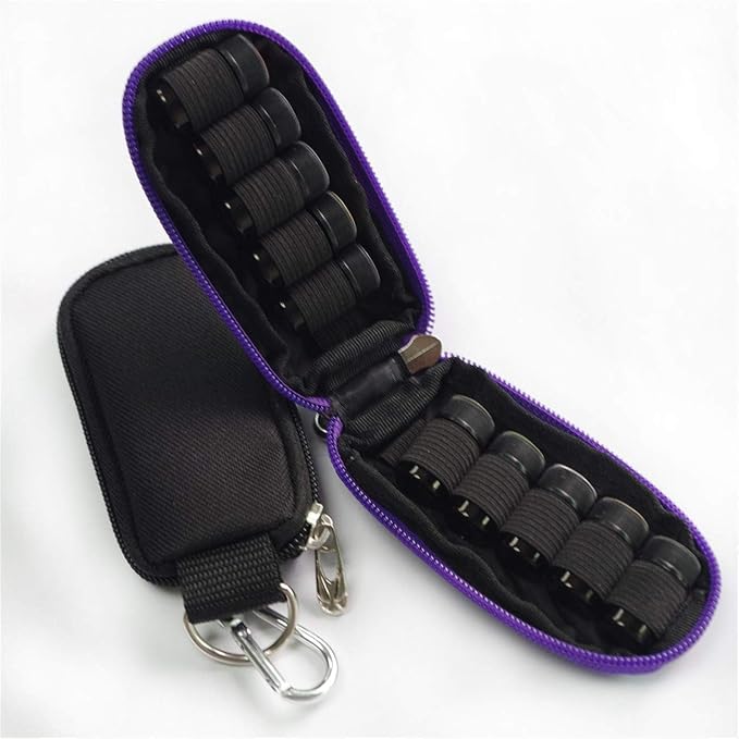 2Pcs Purple Portable Small Essential Oils Keychain Pouch Kit for 5/10/15ml Carrying Travel Bag for Oil Bottles Travel Cases, Cosmetic Travel Cases (without bottle)