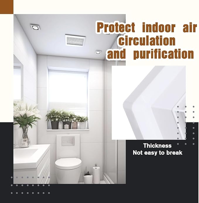 Bathroom Exhaust Fan Cover Square Ceiling or Wall Mounted | With Springs, Replacement Parts, Air Diffuser Diverter, Ventilation Fan Compatible