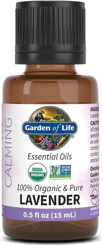 Garden of Life Lavender Essential Oil – 100% Pure Essential Oil for Diffuser, Aromatherapy, Meditation, Relaxing and Soothing, USDA Organic, Non-GMO, 0.5 fl oz