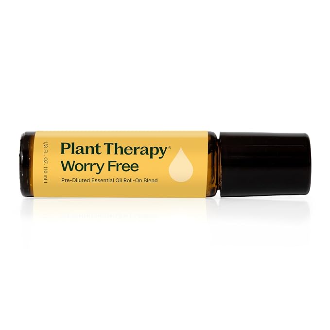 Plant Therapy Worry Free Essential Oil Blend Pre-Diluted Roll-On 10 mL (1/3 oz) 100% Pure, Natural Aromatherapy