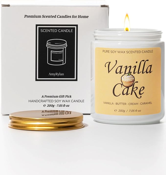 Aroma Gift for Women, Scented Candle for Home, Vanilla Cake 7.05 oz Soy Wax 40 Hour Burn Time, Long Lasting Jar Candle, Gifts for Christmas, Halloween, Mother's Day, Aromatherapy Candle