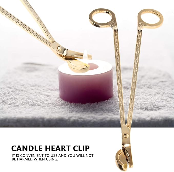 Changor Stainless Steel Candle Heart Clamp/Holder Wick Trimmer Scissors Tool for Home Use, Durable and RustResistant Candle Wick Scissors for Daily Life, 1 Piece, 6.9 * 2.3in, Black (Gold)