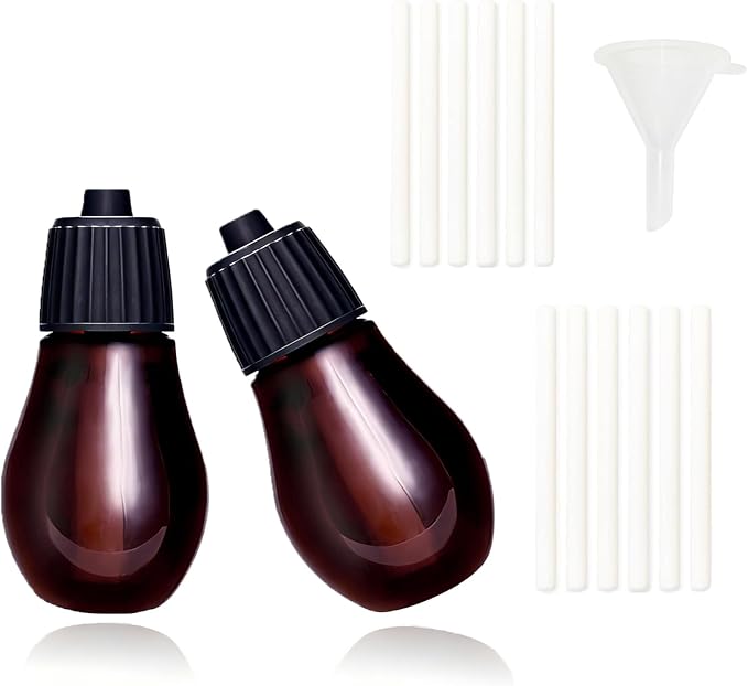 Empty Bottle for Essential Oil Refilling, 2 Empty Bottles & 12 Filter Cottons & 1Mini Funnel, Fit Waterless Aroma Diffuser
