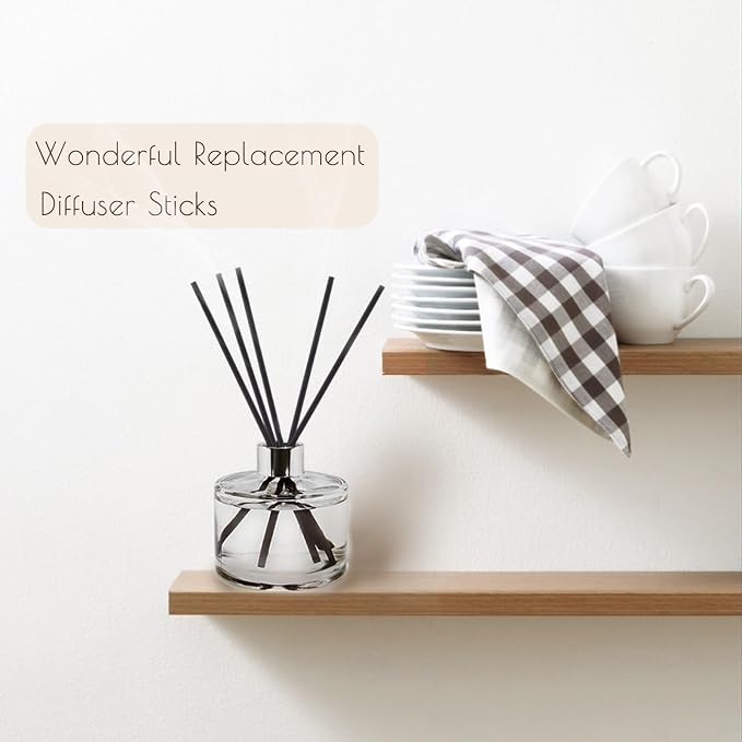 HOSSIAN Reed Diffuser Sticks, Natural Rattan Wood Sticks Essential Oil Aroma Diffuser Sticks Refill Replacement for Aroma Fragrance (Black Fibre 9 Inch 100PCS)