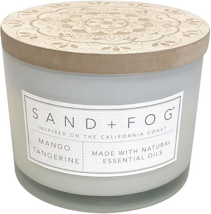 Sand + Fog Scented Candle - Mango Tangerine – Additional Scents and Sizes – 100% Cotton Lead-Free Wick - Luxury Air Freshening Jar Candles - Perfect Home Decor – 12oz