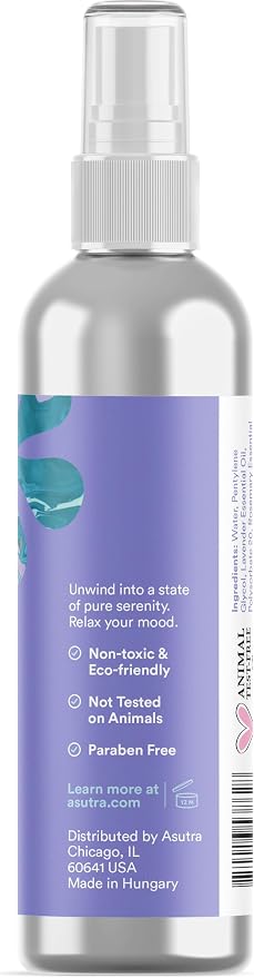 Asutra Lavender & Chamomile Multi-Use Natural Aromatherapy Room Spray, Calming Linen & Pillow Mist, Fabric Sleep Spray, 4 fl oz Aluminum
