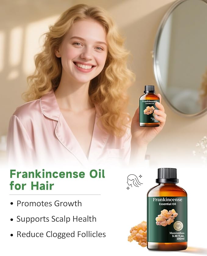 Frankincense Essential Oil, Pure Mumianhua Boswellia Oil for Meditation & Evening Calm, Grounding Aroma for Diffuser, Skin Renewal, DIY Serum, Candle & Soap Making – 3.38 Fl Oz