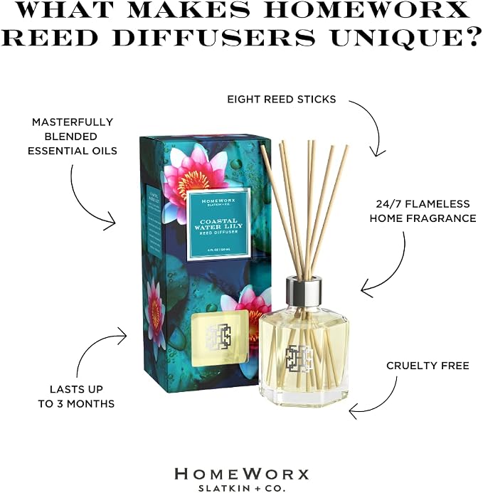 HomeWorx by SLATKIN + CO. Coastal Water Lily Reed Stick Diffuser
