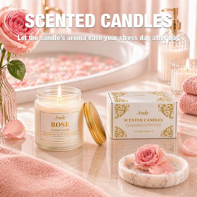 2 Pack Scented Candles, 7 oz Small Jar Soy Wax Candles for Home, Bedroom Aromatherapy Candle Set, Gift for Women Men Mother's Day Valentine's Day