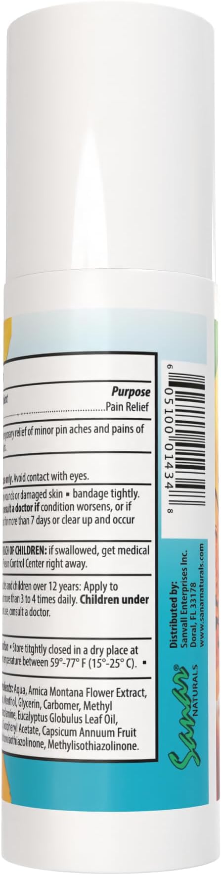Sanar Naturals Arnica Roll On | Fast Acting Cooling Relief with Menthol Camphor & Arnica Montana | for Muscles, Joints, Back, Neck & Knees | Non Greasy Muscle Rub, 3 oz