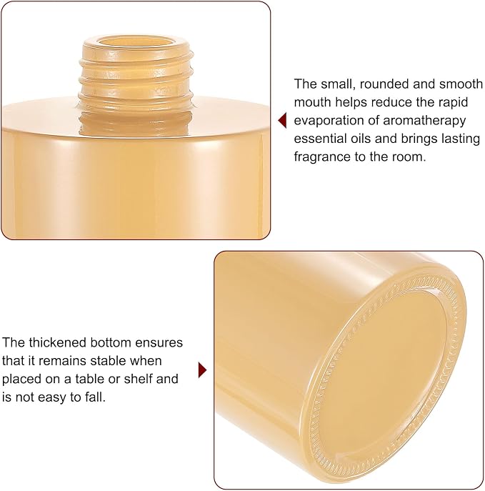 HARFINGTON 2pcs Empty Glass Diffuser Bottle 140ml/4.7oz Refillable Fragrance Accessories Aromatherapy Jar Container for Replace Reed Diffuser Home Bathroom Pale Orange with Gold Tone Cap