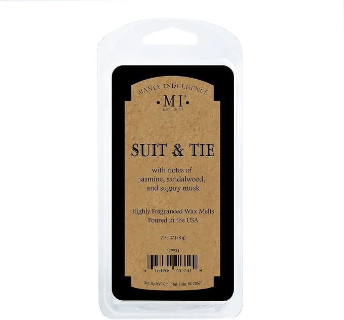 Manly Indulgence Suit & Tie Scented Wax Melts, Wax Melt Warmer Cubes, Long Lasting Scented Wax Warmer Cubes, 4 Pack, 6 Cubes Each - Made in The USA