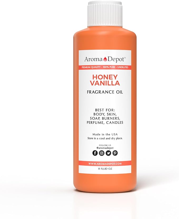 Honey Vanilla Perfume/Body Fragrance Oil,Pure Uncut. Lotions, Butter, Soapmaking, or Incense Dipping. Add a Few Drops to Your Aromatherapy Diffuser. (8 oz.)
