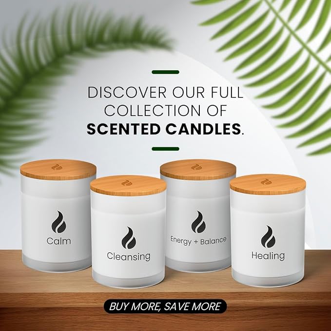 Natur IX Soy Healing Energy Renewal | Aromatherapy with Eucalyptus, Pine, Sage & Mint | 50 Hour Burn, Meditation & Spiritual Healing Candle with Wood Lid Base, Gift Ready 8.5 oz