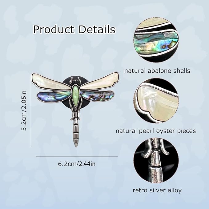 ORIESSE Dragonfly Car Decor,Cute Car Air Freshener Vent Clip,Iridescent Abalone Shell Dashboard Decoration Gift for Women Teens,Refillable Diffuser(Beige)