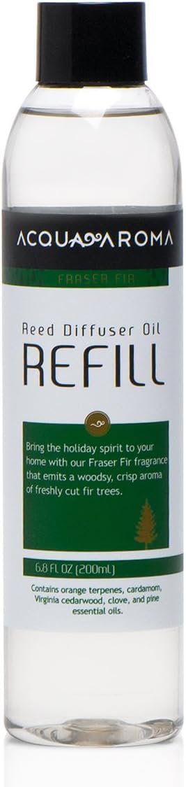 Acqua Aroma Fraser Fir Reed Diffuser Oil Refill 6.8 FL OZ (200ml) Contain Essential Oils. Fraser Fir Christmas Scent