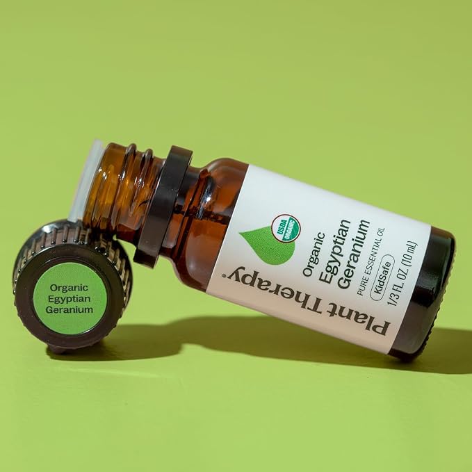 Plant Therapy Organic Egyptian Geranium Essential Oil 100% Pure, USDA Certified Organic, Undiluted, Natural Aromatherapy, Therapeutic Grade 10 mL (1/3 oz)